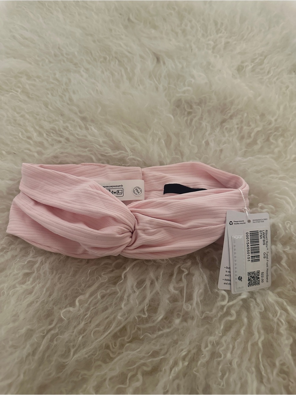 NWT Lululemon Ribbed Nulu Twist -front Headband Color STMI strawberry milkshake